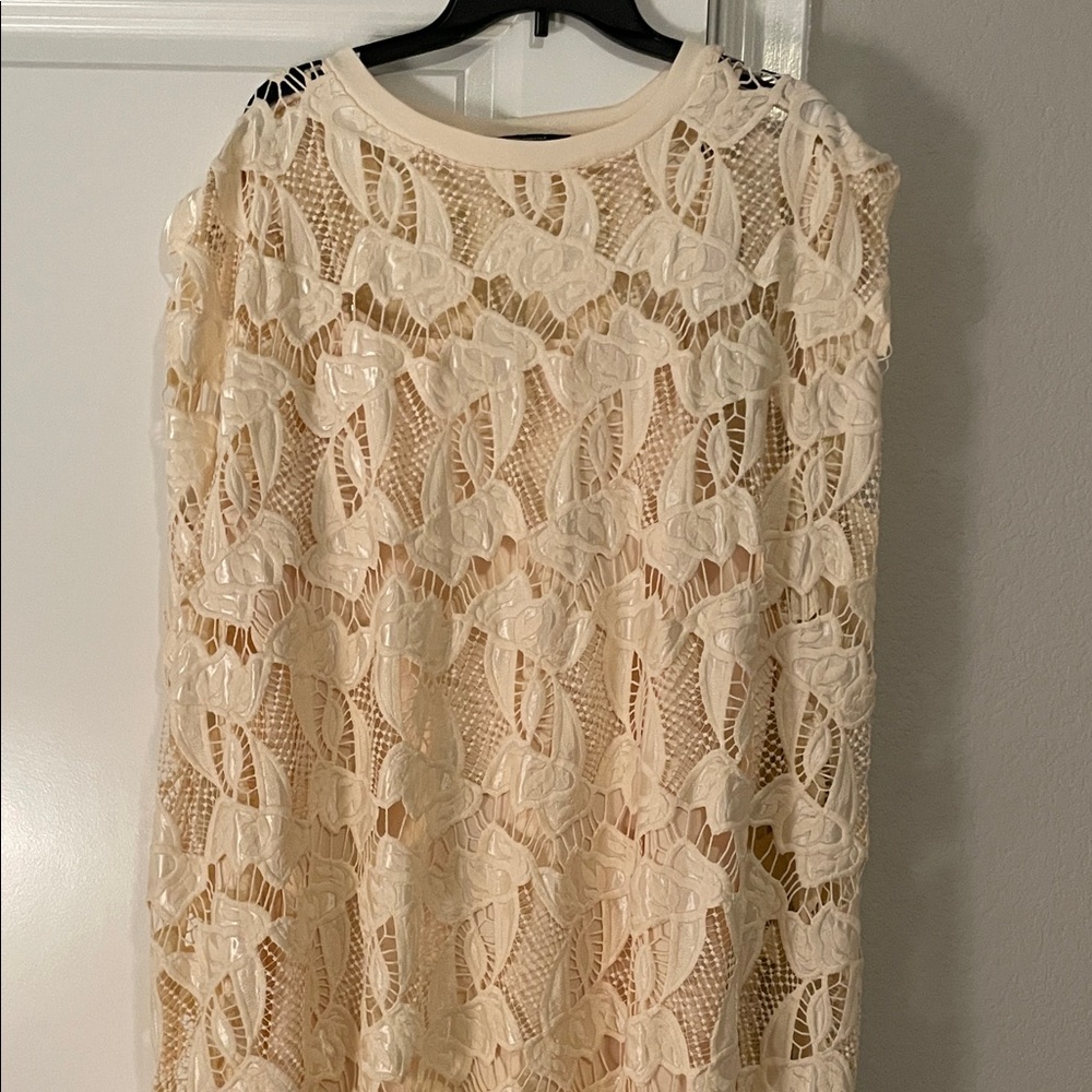 Beulah Cream Lace midi dress